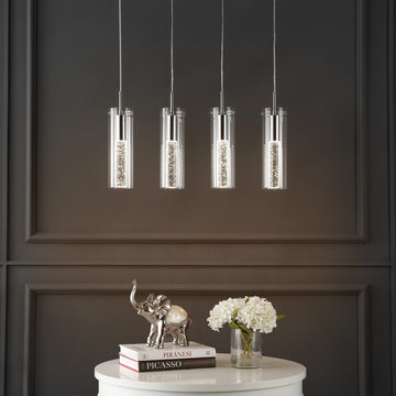 Mium Modern Style Iron/Crystal/Glass Integrated LED Linear Pendant - JONATHAN Y